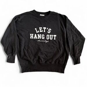 American Eagle Navy "Let's Hang Out" Oversized Crewneck Sweatshirt Small Cozy